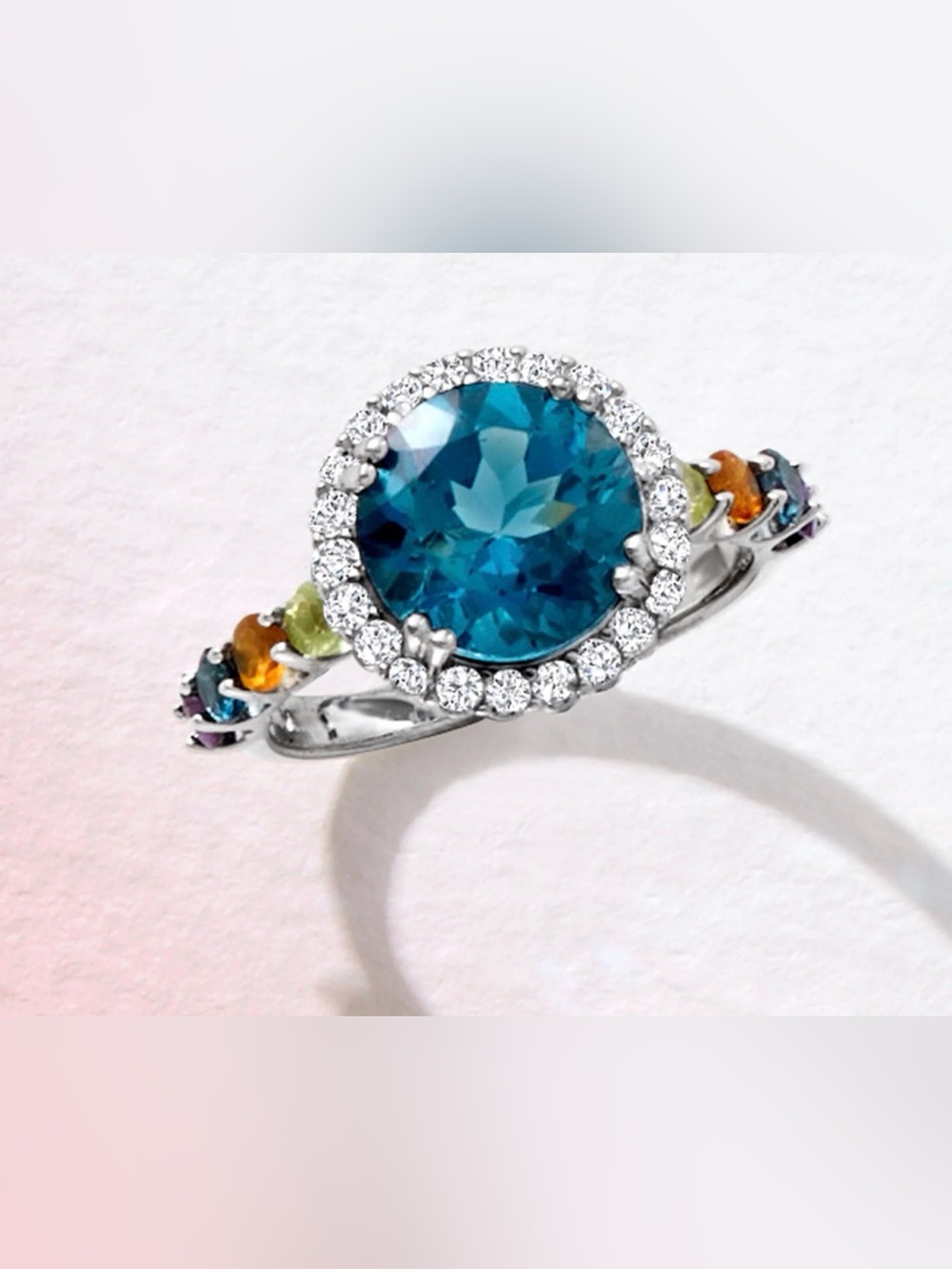 Ross-Simons 4.20 ct. t.w. London Blue Topaz andMulti-Gem Halo in Sterling Silver - Picture 6 of 7